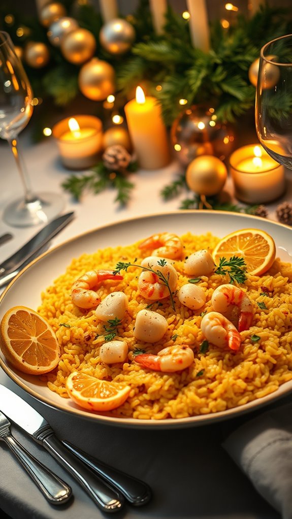 luxurious seafood saffron risotto