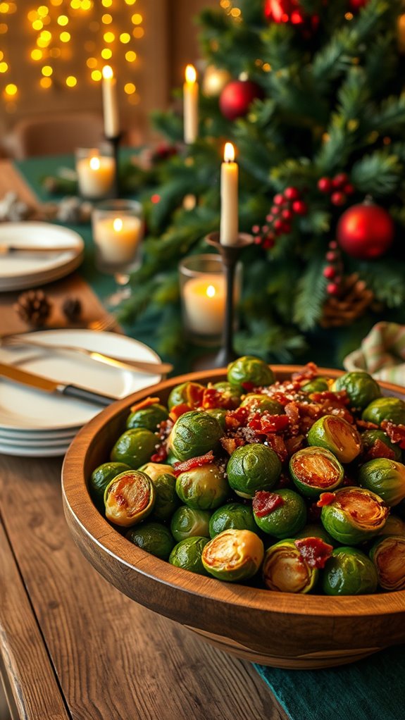 maple glazed brussels sprouts bacon
