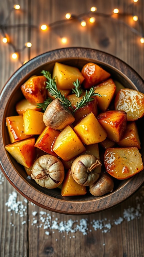 maple glazed root vegetable dish