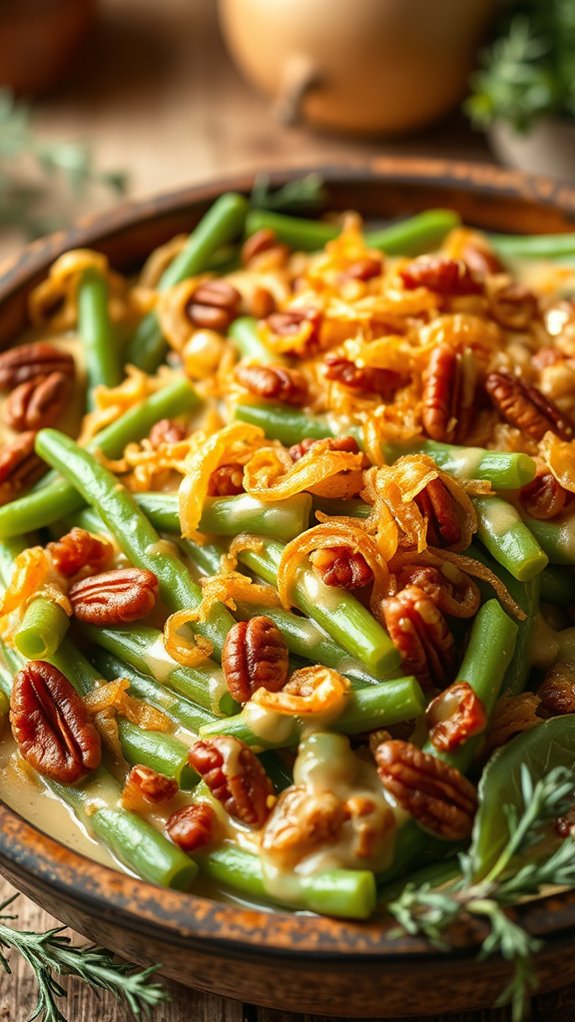 maple pecan green bean casserole