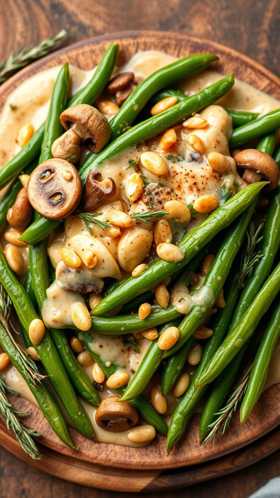 maple rosemary green beans dish