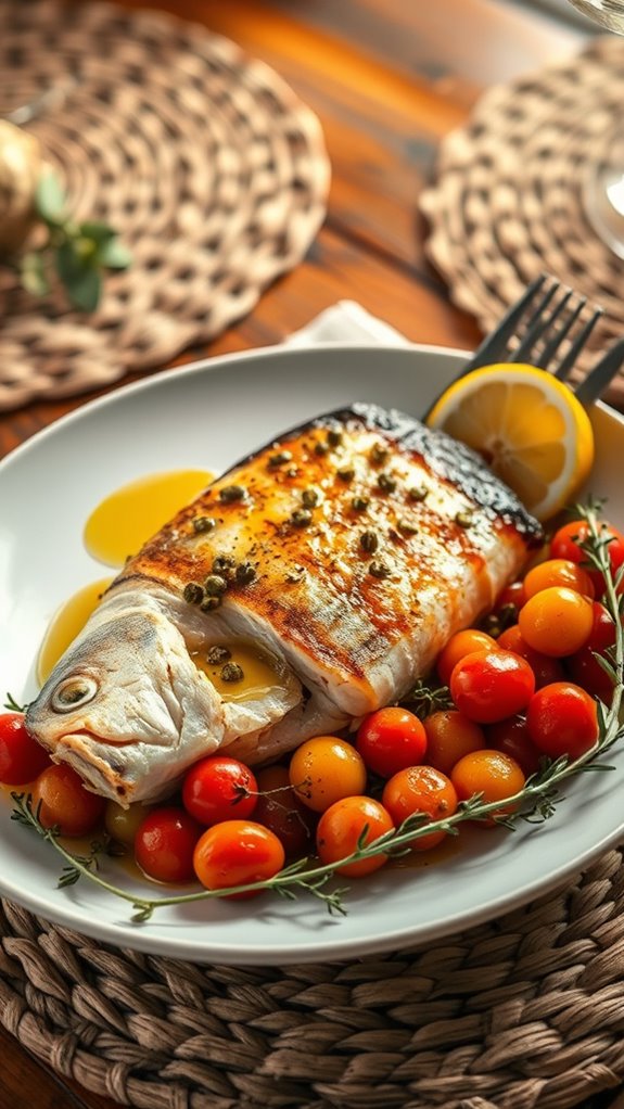 mediterranean striped bass dish