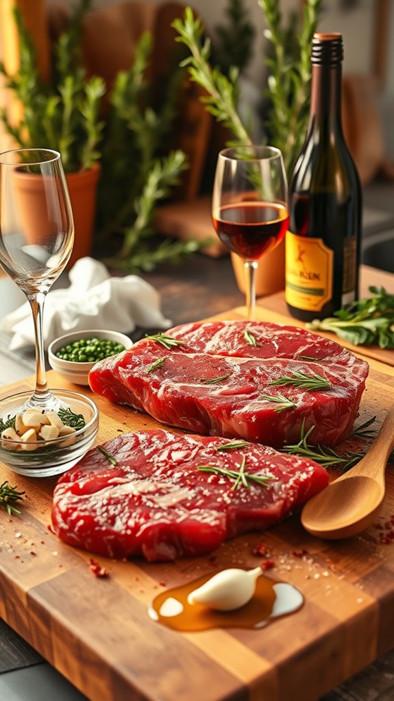 mixing herb marinade ingredients