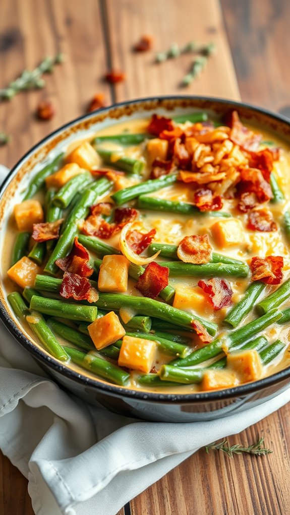 mushroom bacon green bean casserole