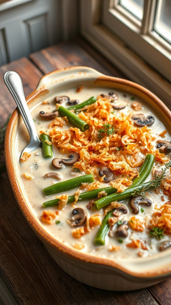 mushroom herb green bean casserole