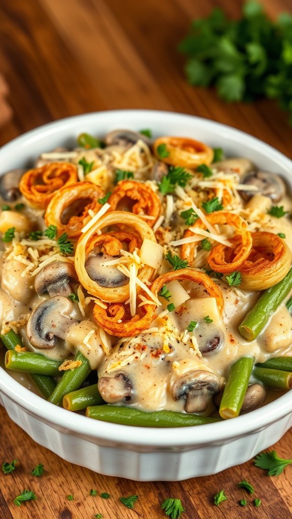 mushroom parmesan green bean casserole