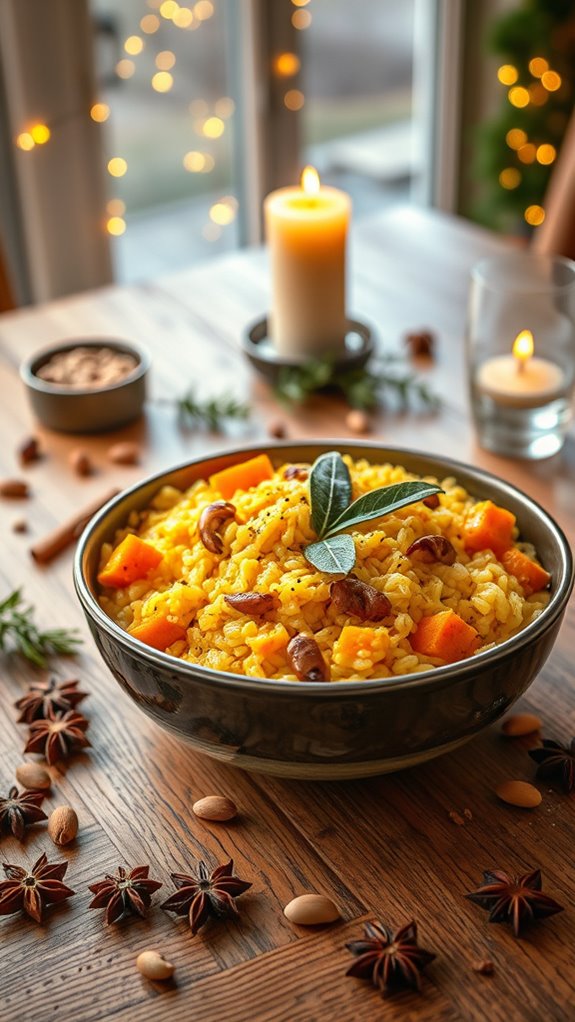 mushroom saffron butternut risotto