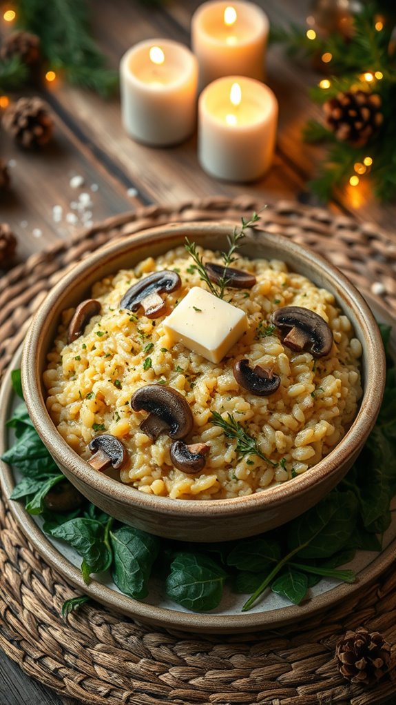 nutritious spinach mushroom risotto