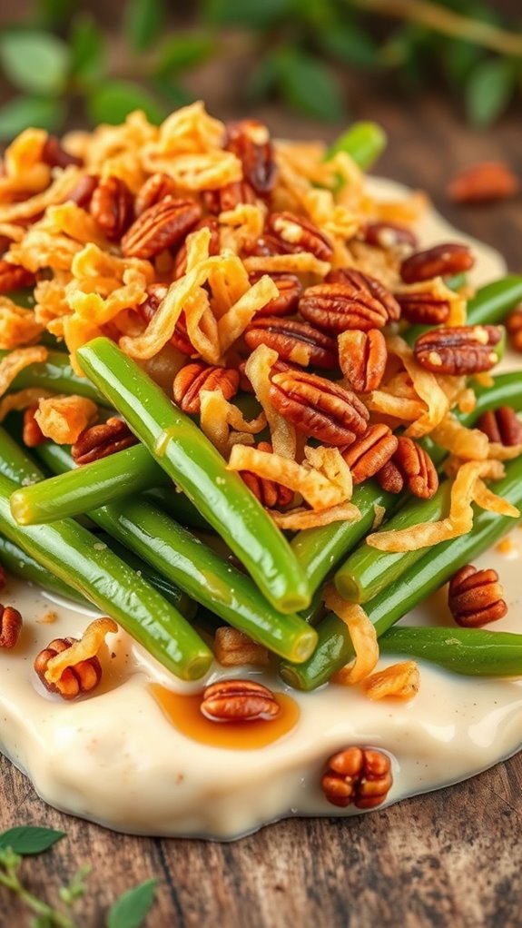 nutty pecan green bean casserole