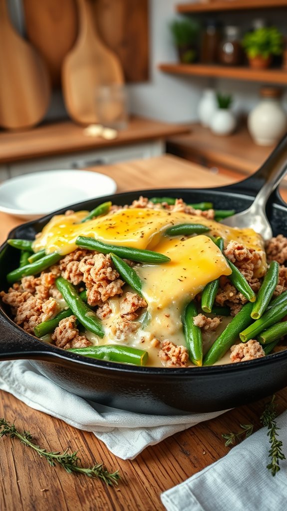 one pan cheesy turkey skillet