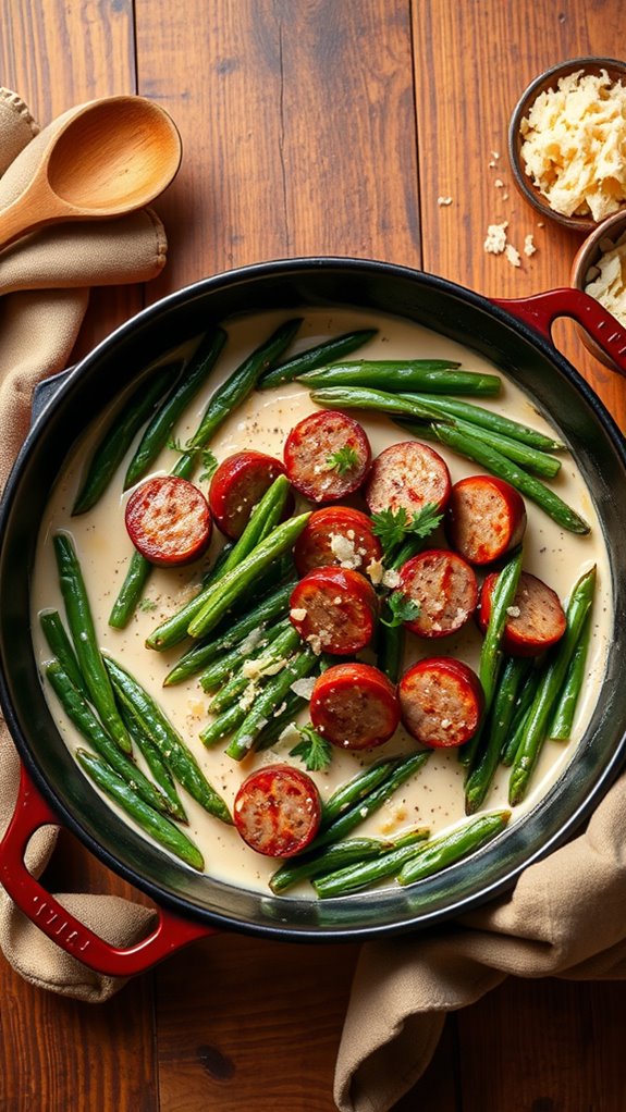 one pan sausage green bean casserole