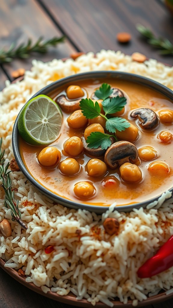 one pot coconut chickpea biryani