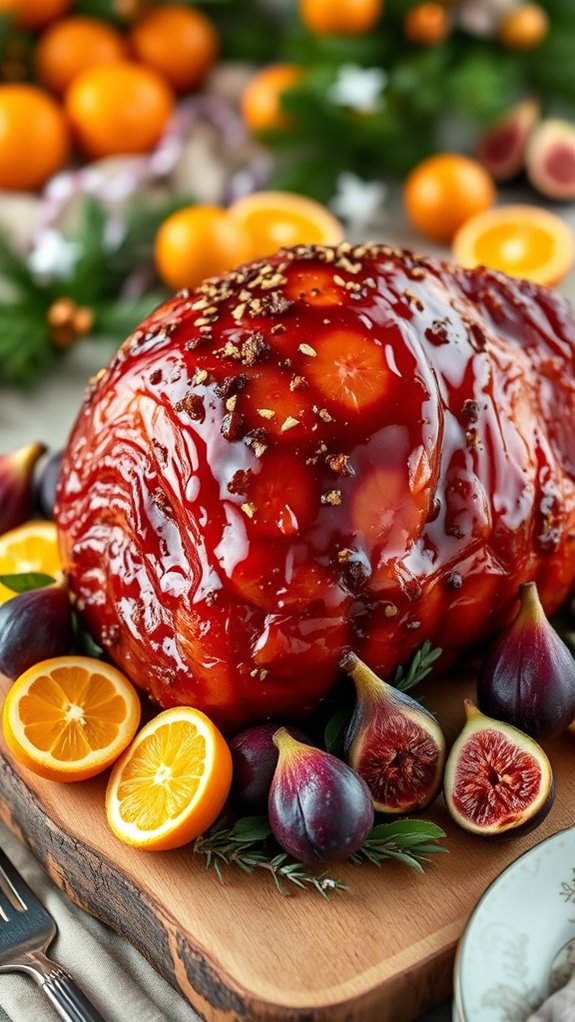 orange fig glazed holiday ham