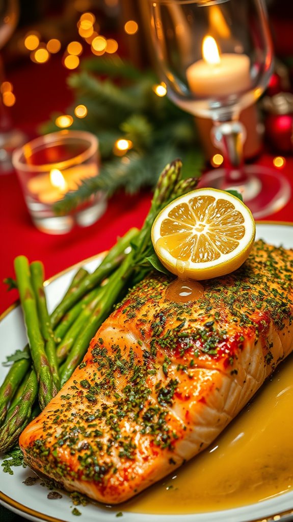 pesto herb crusted salmon dish