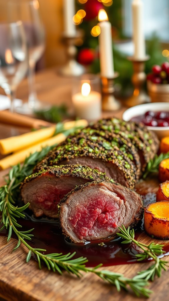 pistachio crusted venison delicacy