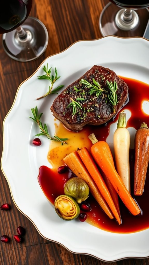plating herb crusted tenderloin beautifully