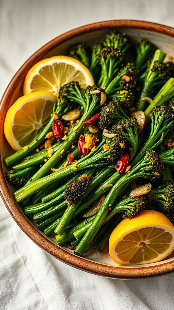 roasted broccolini with vinaigrette