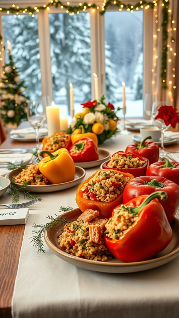 salmon quinoa stuffed peppers