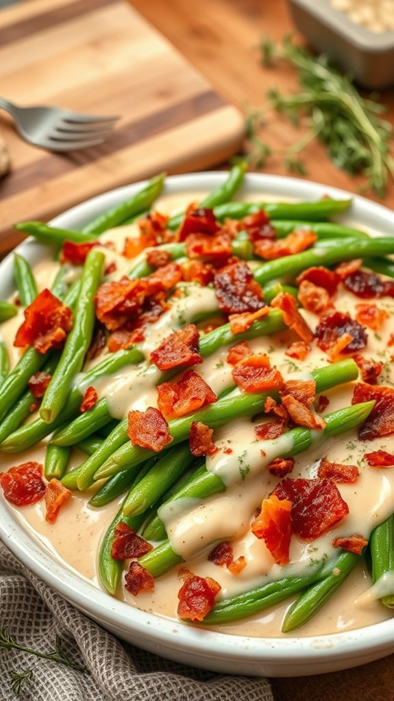 savory bacon mushroom green beans