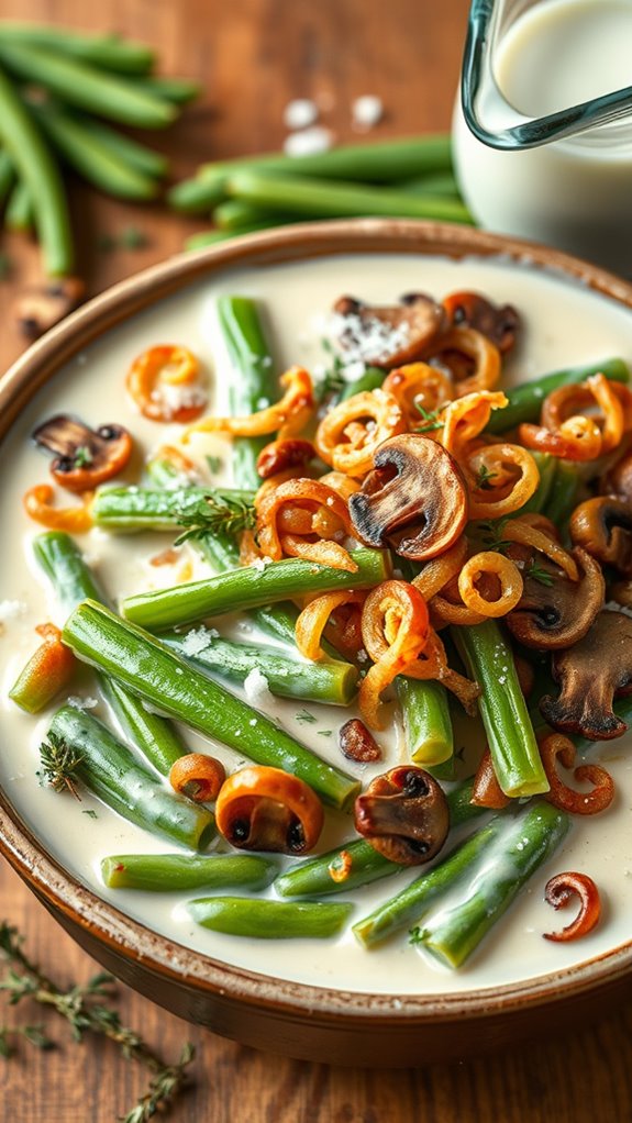 savory mushroom green bean bake