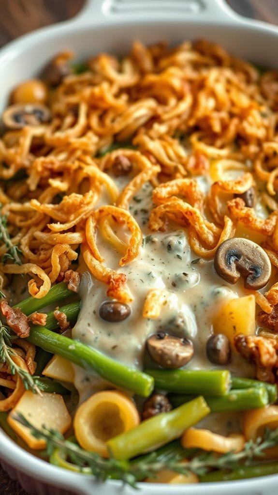 savory mushroom green bean casserole
