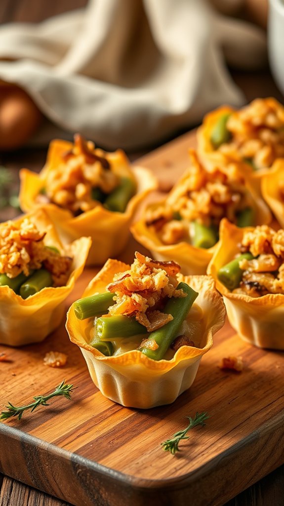 savory mushroom green bean puffs