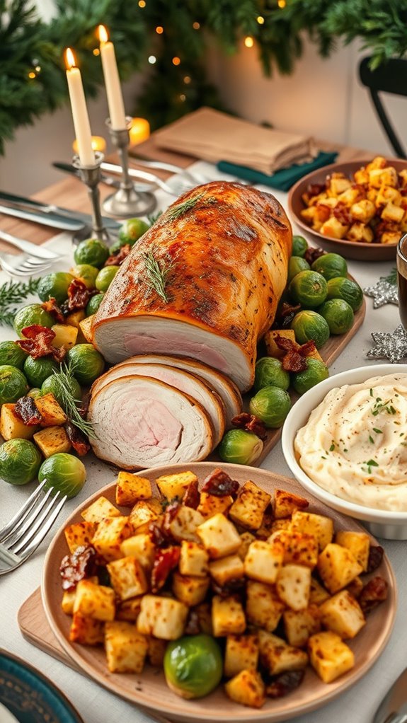 savory pork and brussels