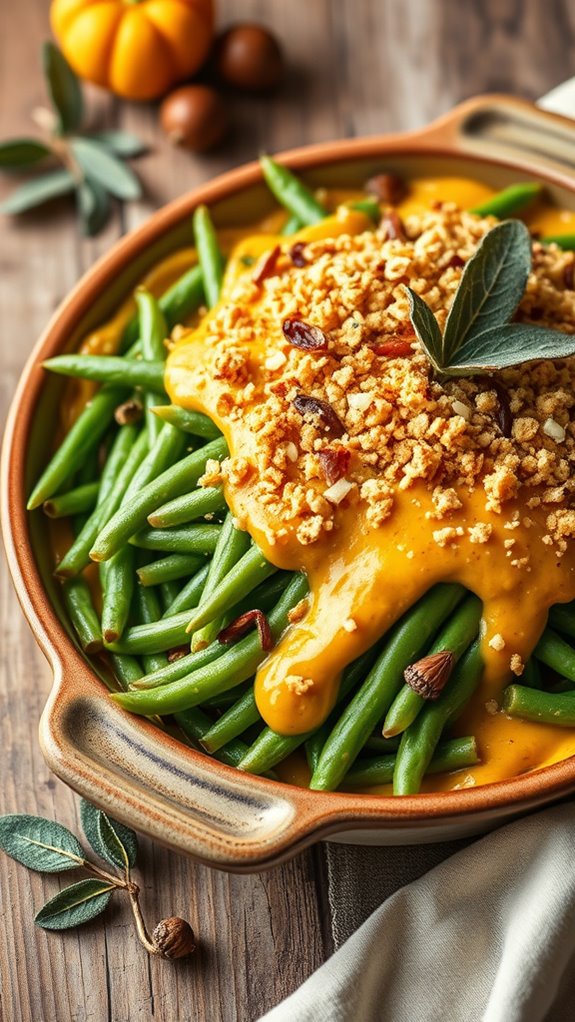 savory pumpkin green bean casserole