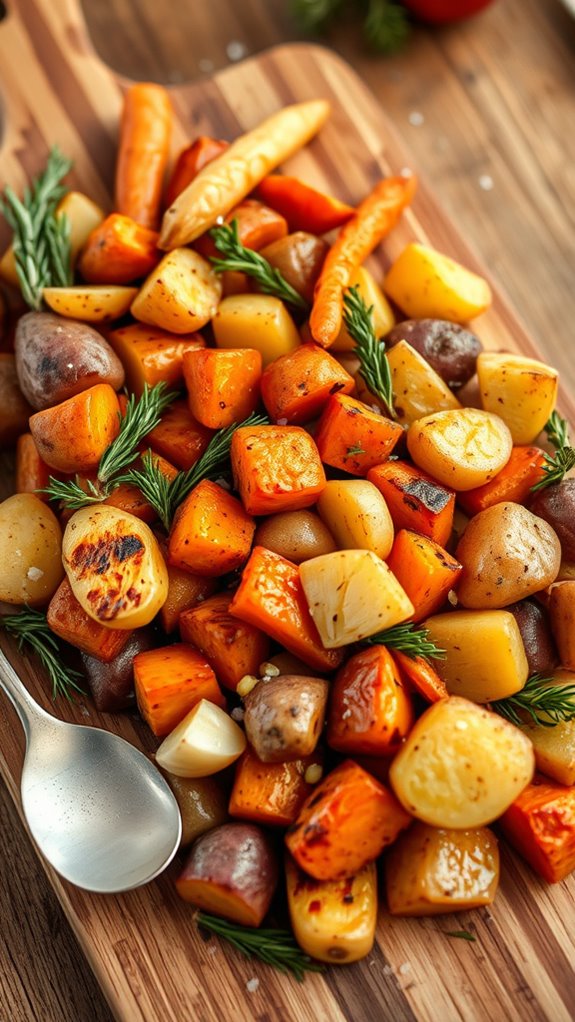 savory roasted apples and carrots