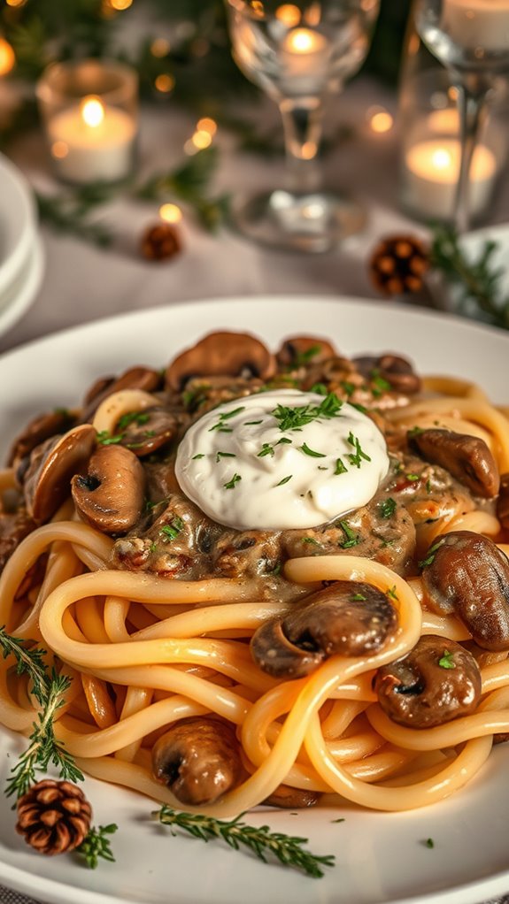savory vegetarian mushroom stroganoff