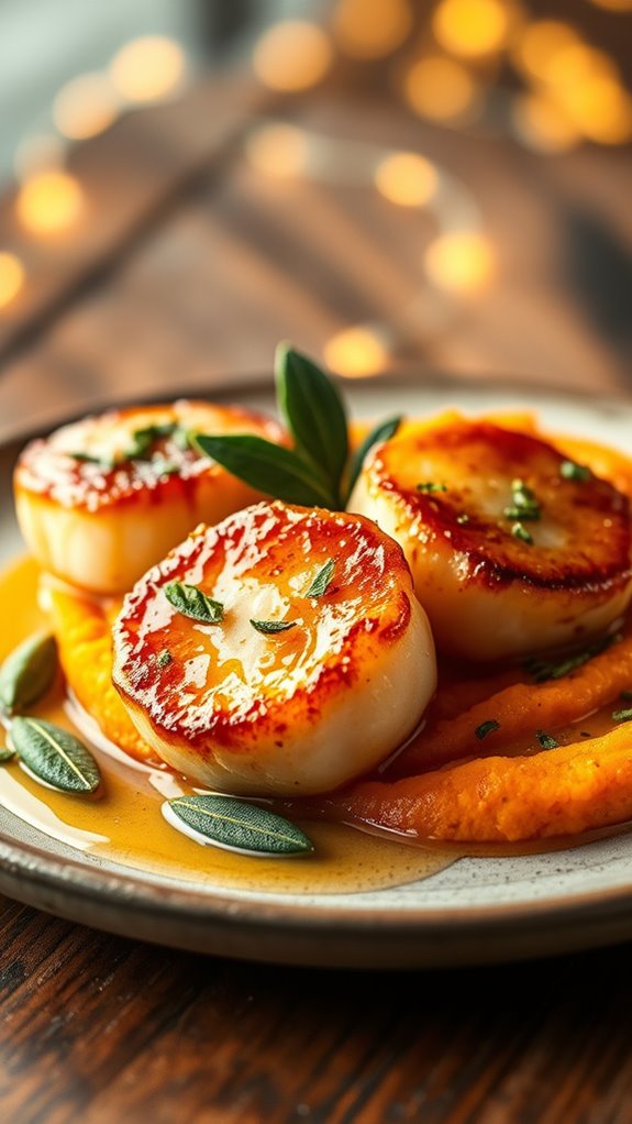 seared scallops with sweet potato