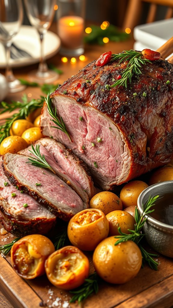 seasoned lamb leg prepared