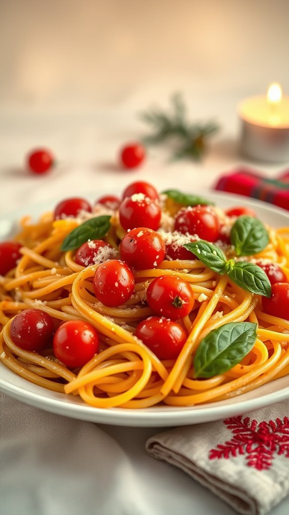 serving roasted tomato pasta