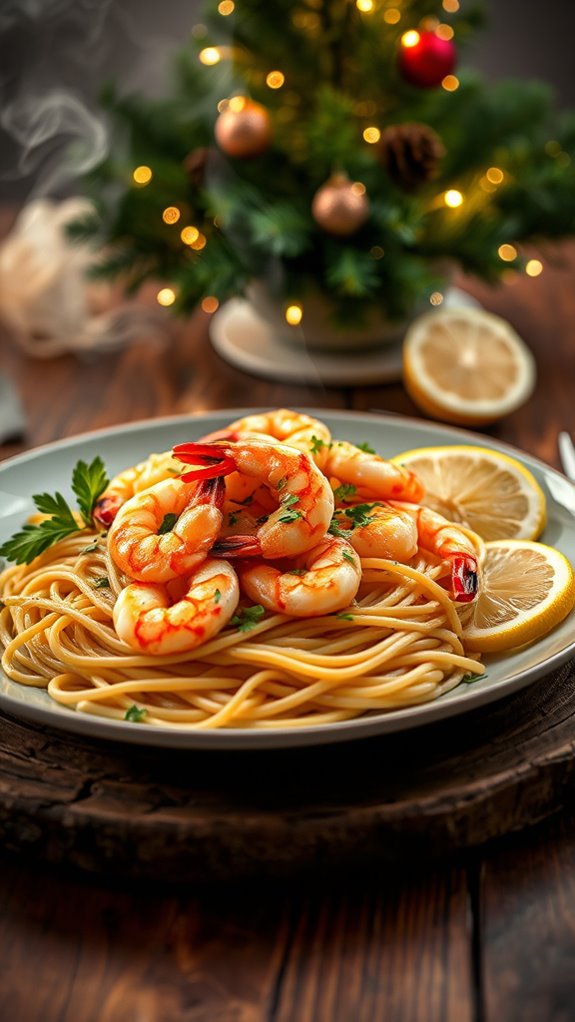 shrimp scampi with linguine