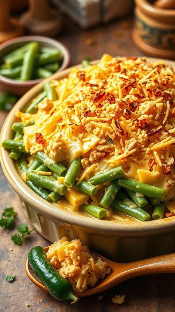 spicy cheddar green bean casserole
