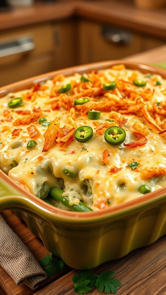 spicy cheesy green bean casserole