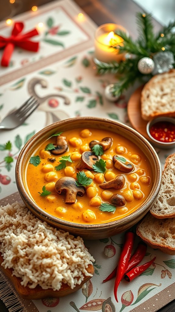 spicy coconut chickpea mushroom stew