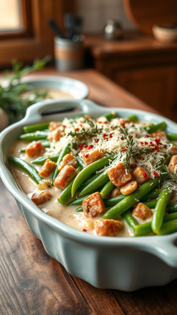 spicy sausage green bean casserole
