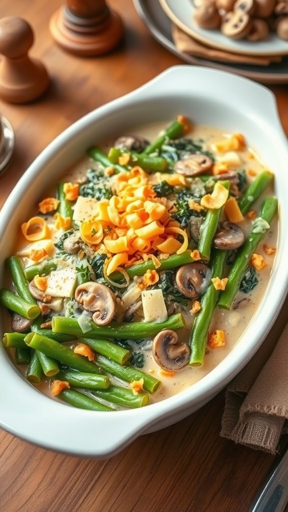 spinach cheese green bean casserole