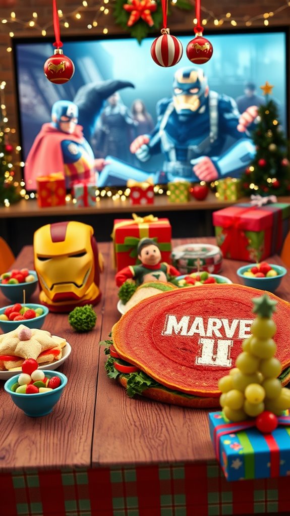 superhero themed sandwich assembly