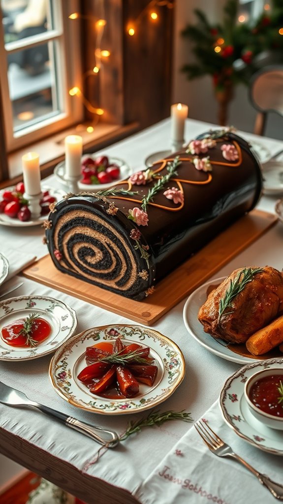 traditional christmas log cake