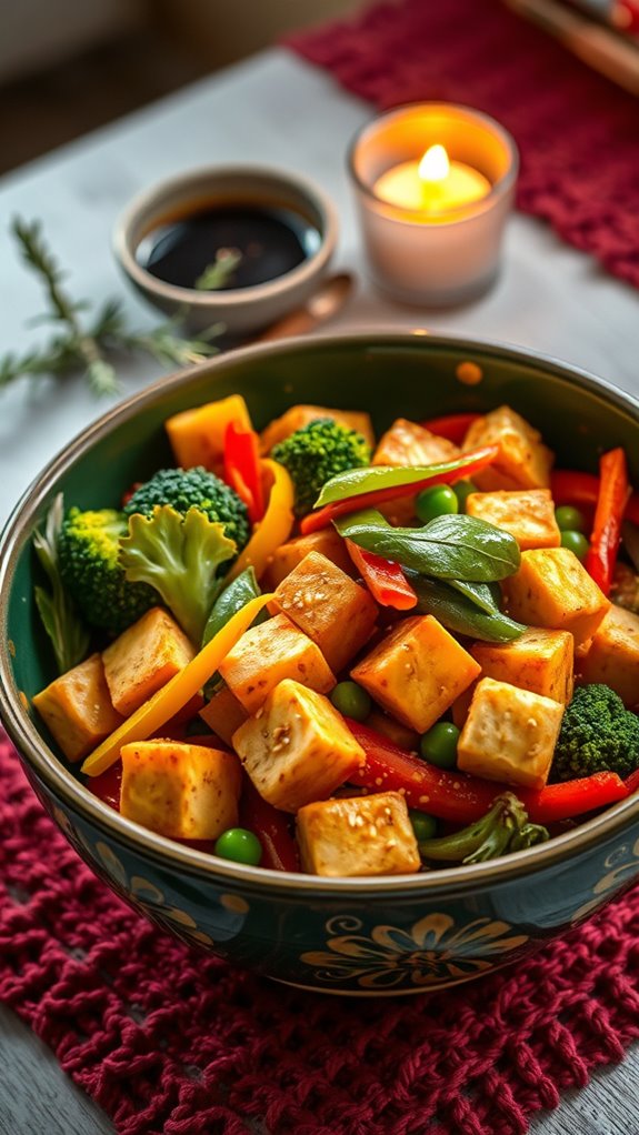 vegan colorful vegetable stir fry