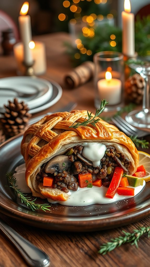 vegan mushroom lentil wellington