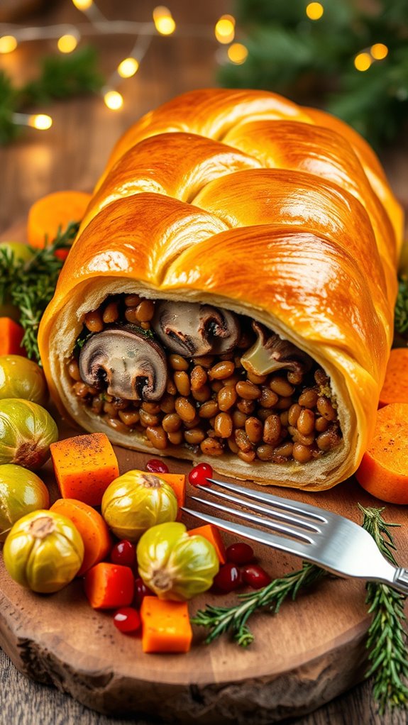 vegan spicy lentil wellington