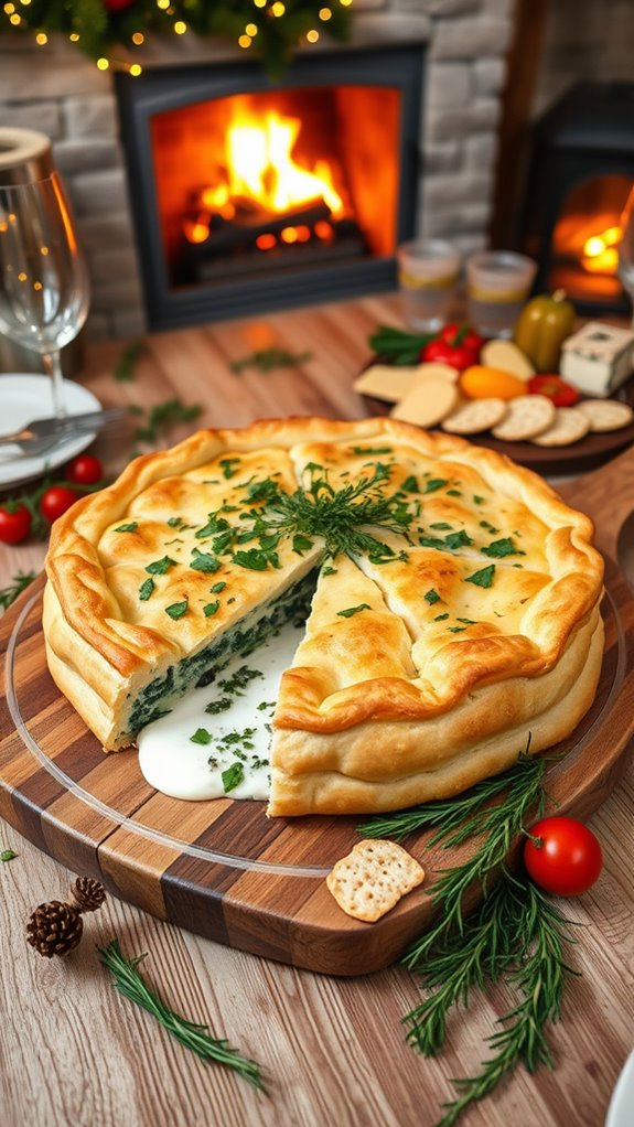 vegan spinach ricotta holiday pie