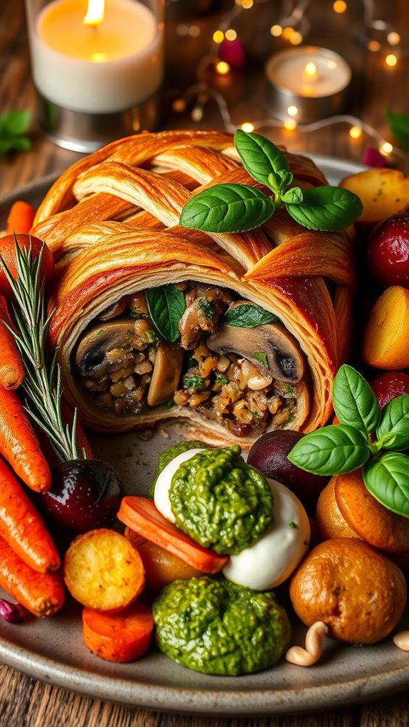 vegan wellington with pesto