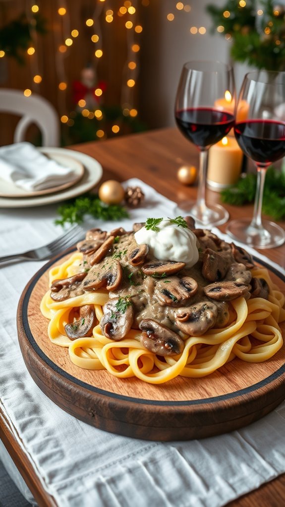 vegetarian mushroom pasta dish
