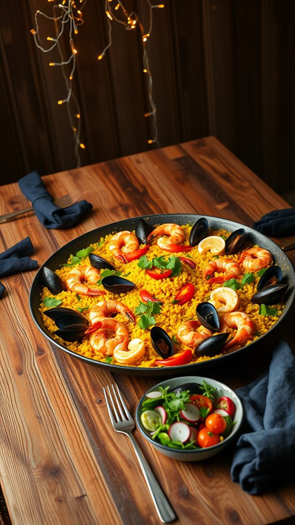 vibrant seafood rice dish