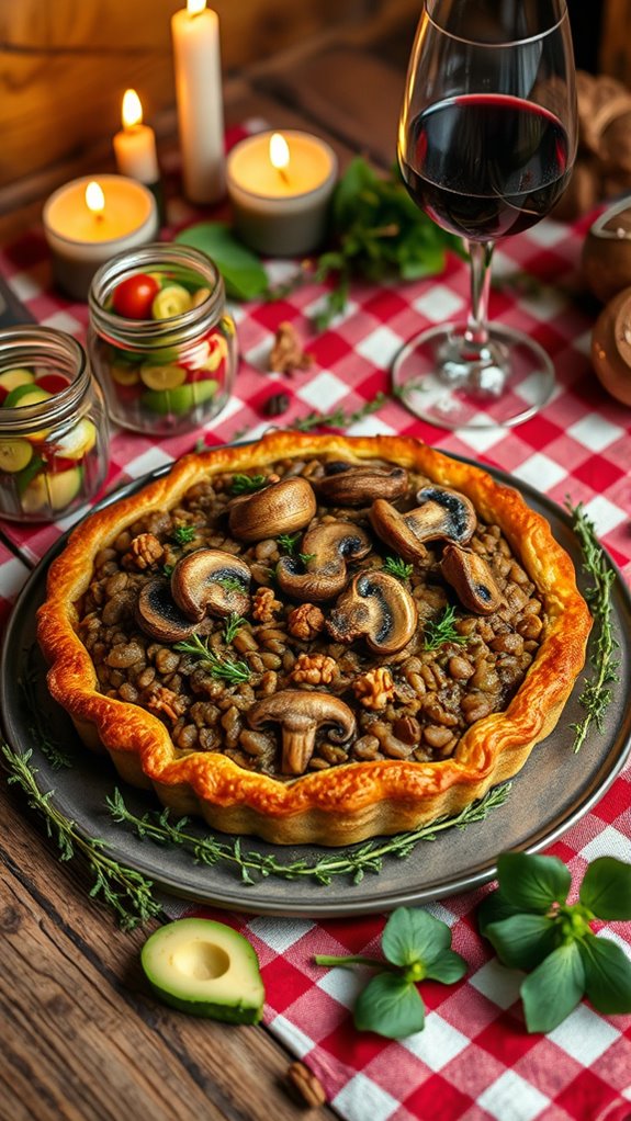 walnut lentil thyme tart