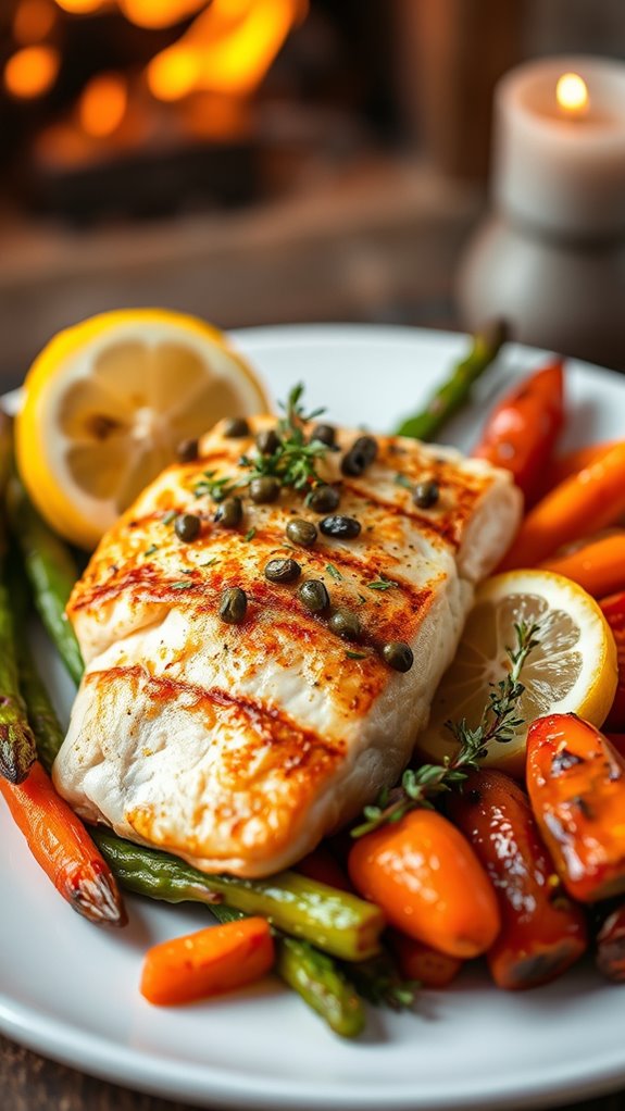 zesty lemon thyme bass dish